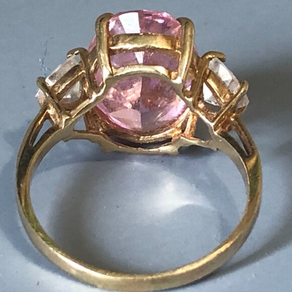 10K Gold Pink Ice & CZ Ring Size 7 - Picture 4 of 4